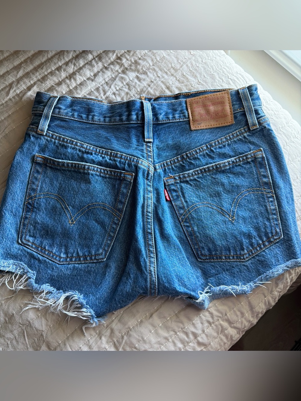 Levi's Blue High-Rise Cutoff Denim Shorts